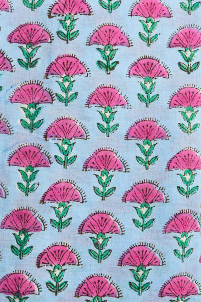 Classic Shirt Light Blue with Pink Flower