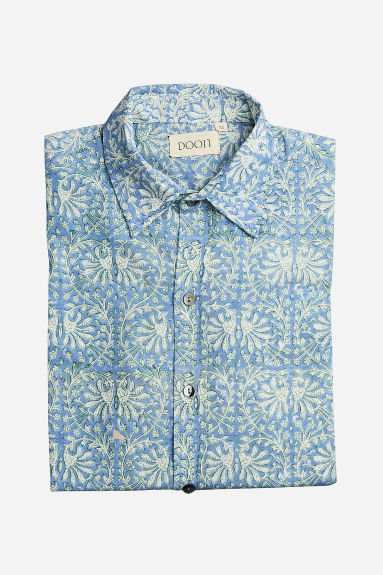 Classic Shirt Blue with White Swirls
