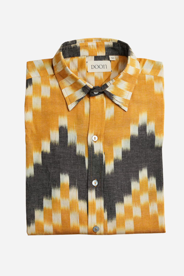 CLASSIC SHIRT - YELLOW & GREY IKAT