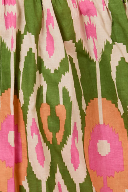 Ikat Boxer Shorts - Green Orange Pink