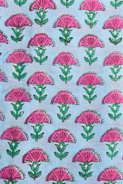 Classic Shirt Light Blue with Pink Flower