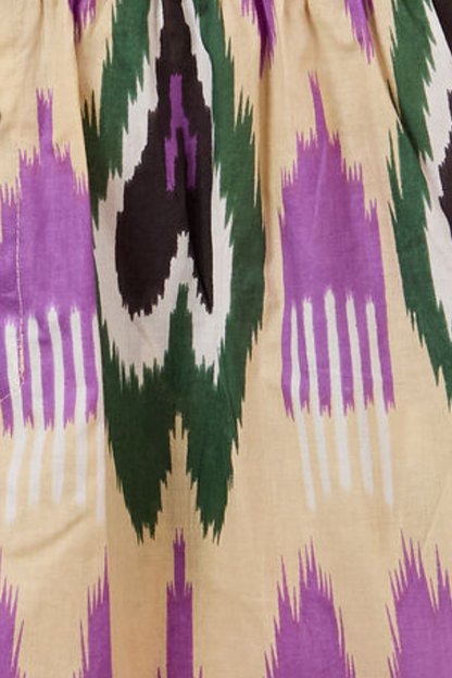 Ikat Boxer Shorts - Purple Beige Green