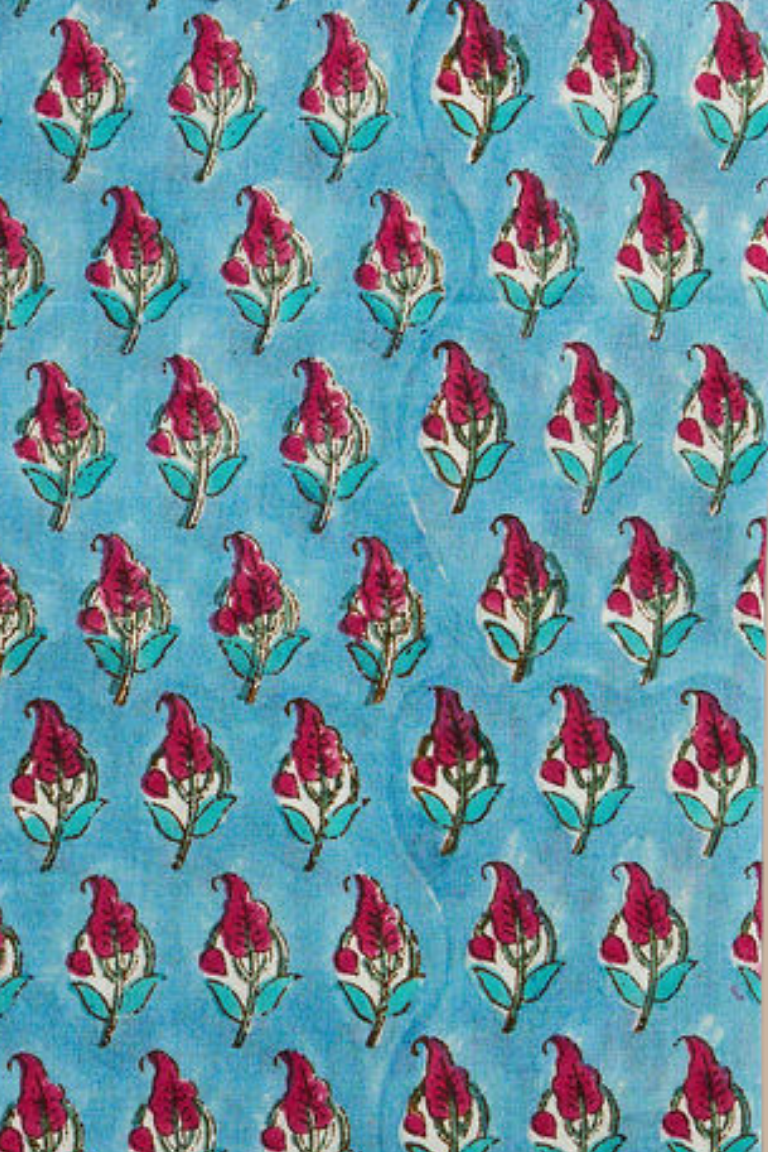 Classic collar Shirt Blue with Red Chillies