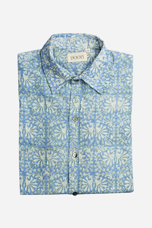 Classic Shirt Blue with White Swirls