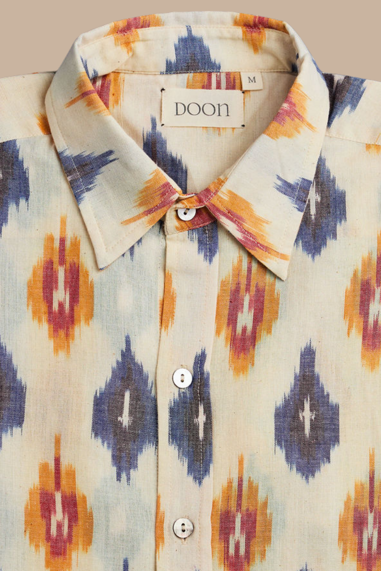 CLASSIC SHIRT - Cream with Blue and Orange