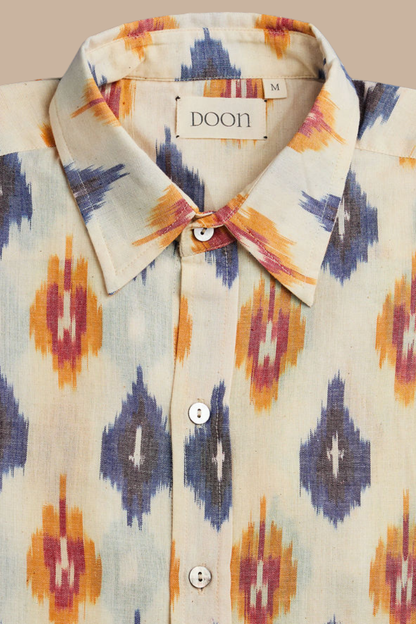 CLASSIC SHIRT - Cream with Blue and Orange