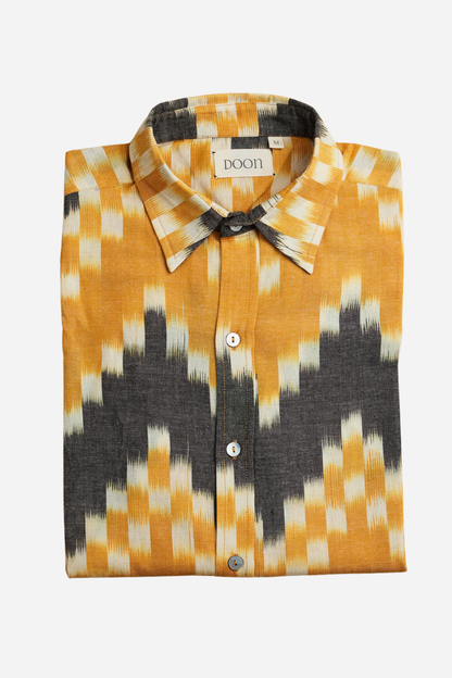 CLASSIC SHIRT - YELLOW & GREY IKAT