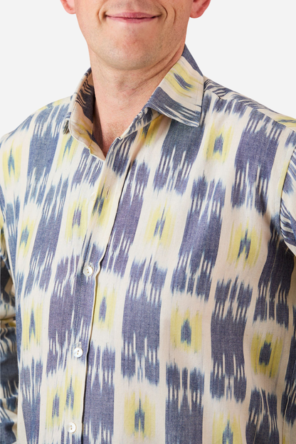 CLASSIC SHIRT - Cream Blue Yellow Ikat