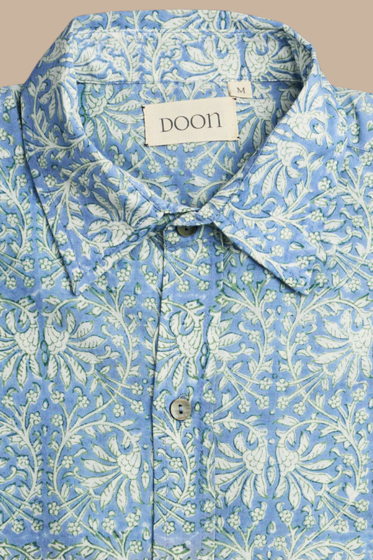 Classic Shirt Blue with White Swirls