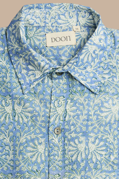 Classic Shirt Blue with White Swirls