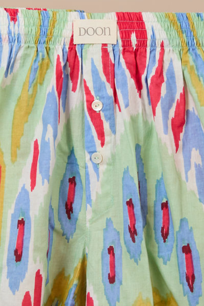 Ikat Boxer Shorts - Green Blue Red