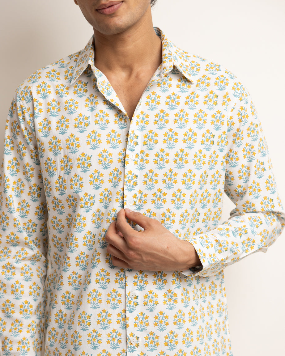 CLASSIC SHIRT - IVORY & DAFFODIL BUTI