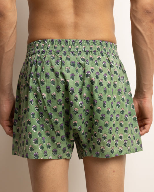 BOXERS - OLIVE FLOWERS