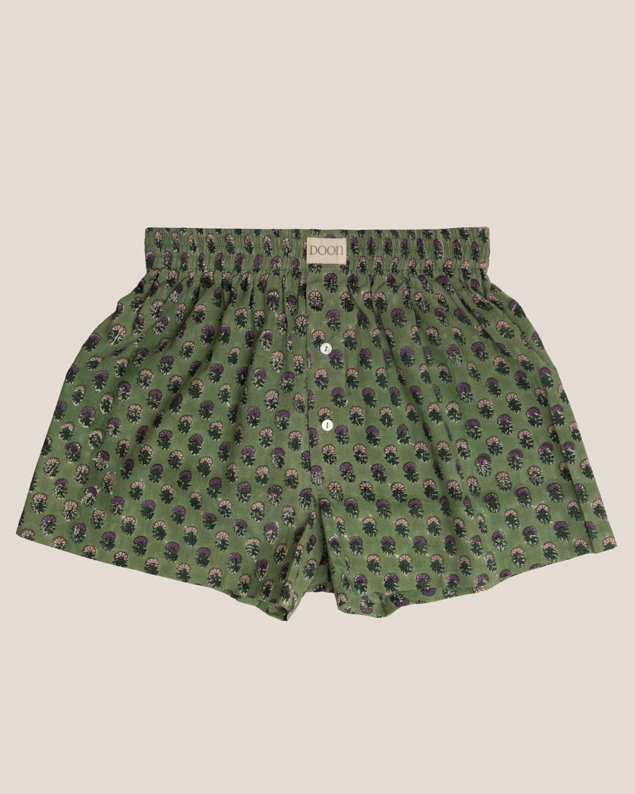 BOXERS - OLIVE FLOWERS