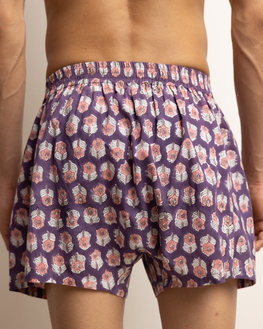 BOXERS - AUBERGINE FLOWERS