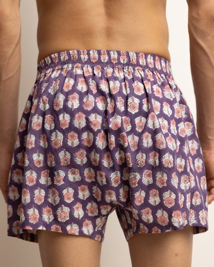 BOXERS - AUBERGINE FLOWERS