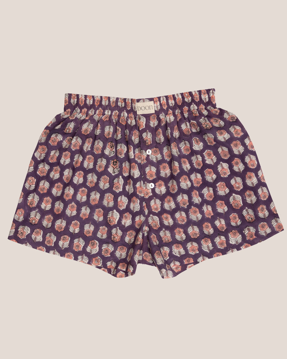 BOXERS - AUBERGINE FLOWERS