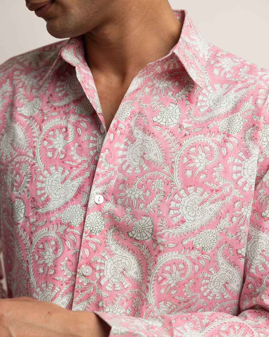 CLASSIC SHIRT - ROSE & FOREST CHINTZ