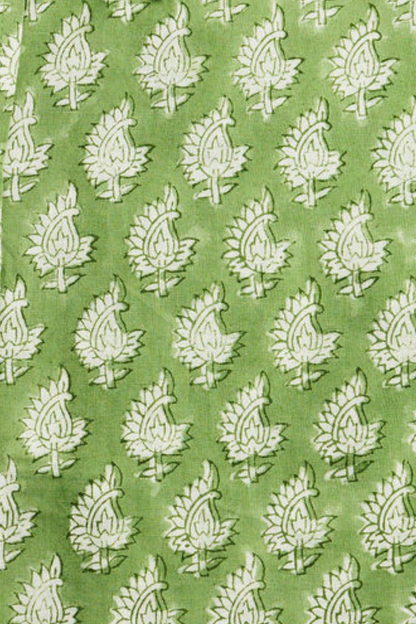 Classic Shirt Green with Off White Flowers