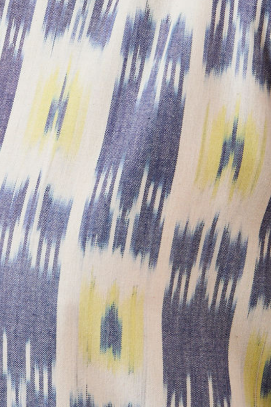 KURTA SHIRT - BLUE, CREAM & YELLOW IKAT
