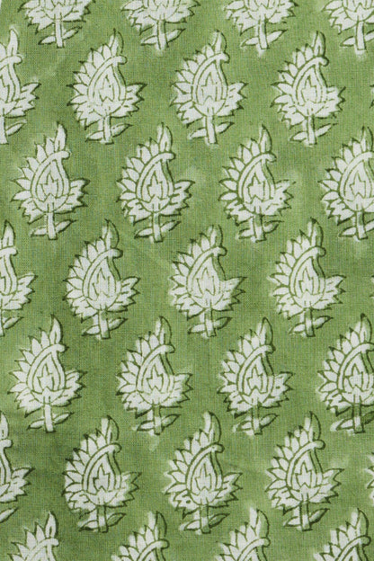 CLASSIC SHIRT - SPRING GREEN WITH CREAM FLOWERS