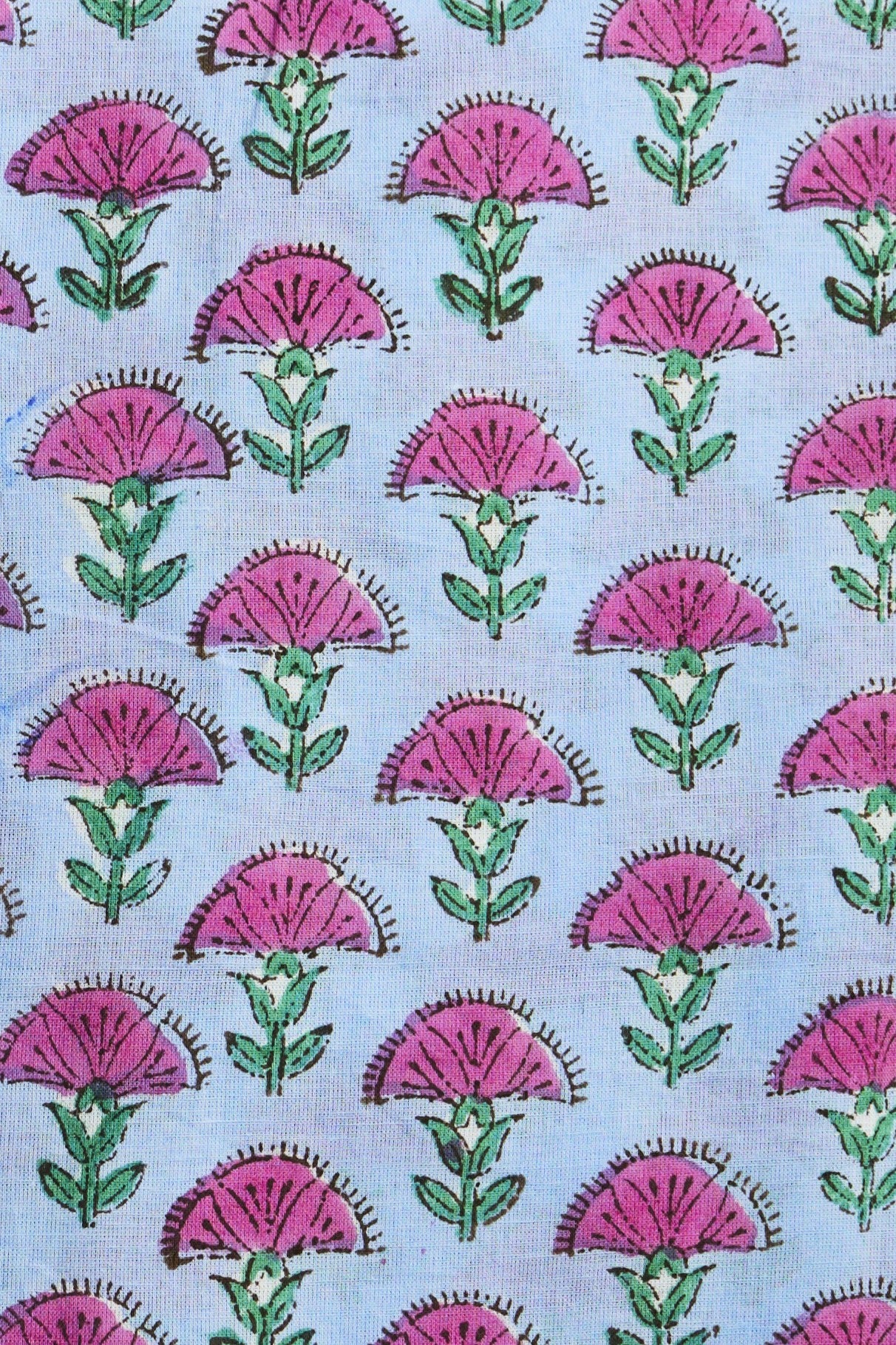 CLASSIC SHIRT - SKY BLUE WITH PINK & GREEN FLOWERS
