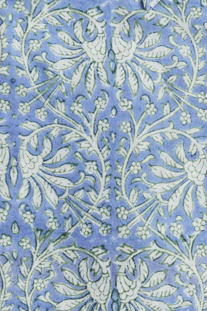 CLASSIC SHIRT - SKY BLUE & WHITE FLORAL SWIRLS