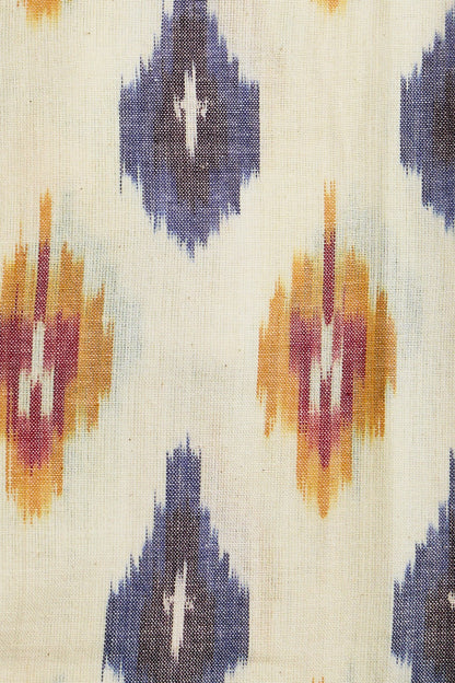 CLASSIC SHIRT - CREAM WITH BLUE & ORANGE IKAT