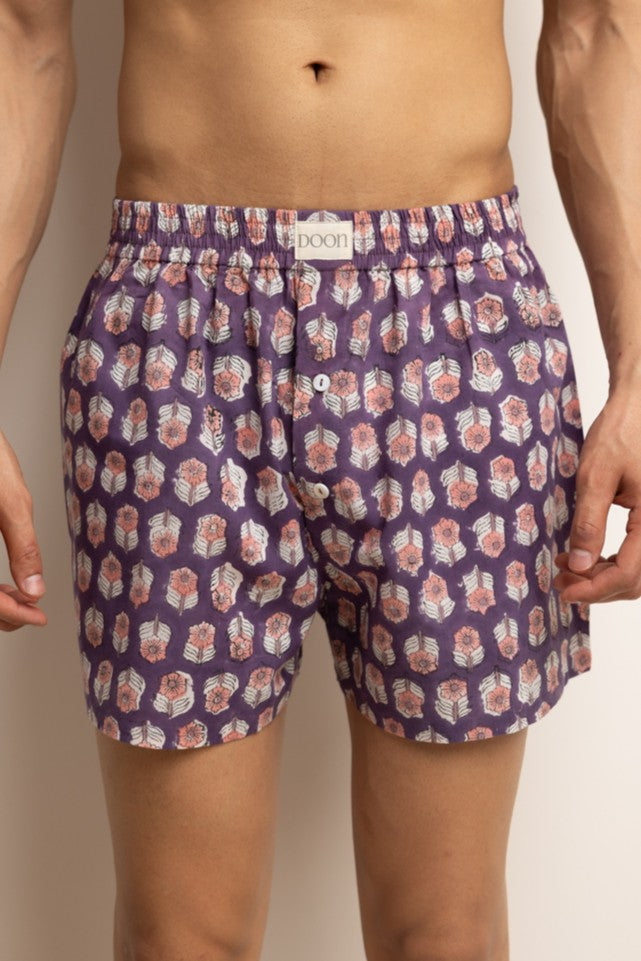 BOXERS - AUBERGINE FLOWERS