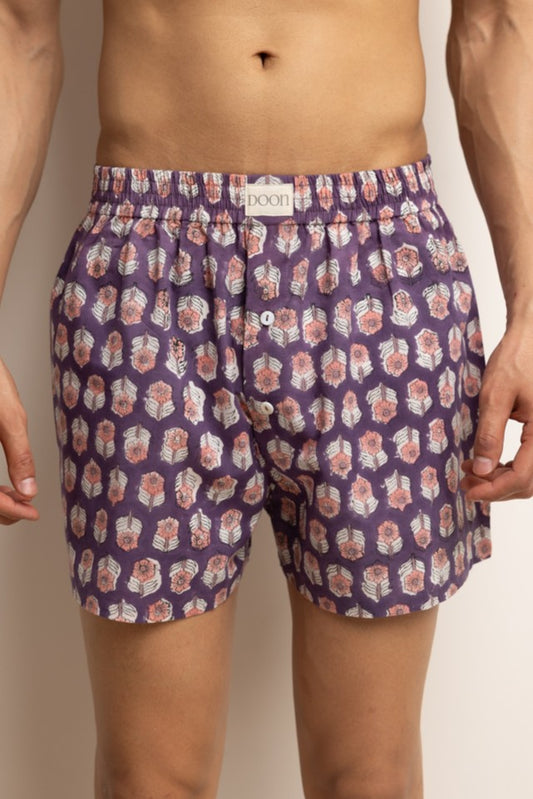BOXERS - AUBERGINE FLOWERS