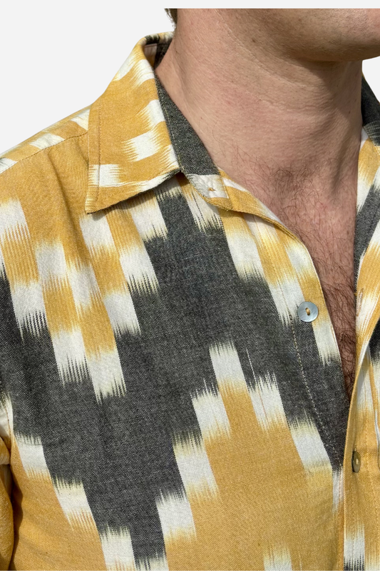 CLASSIC SHIRT - SAFFRON & GREY IKAT