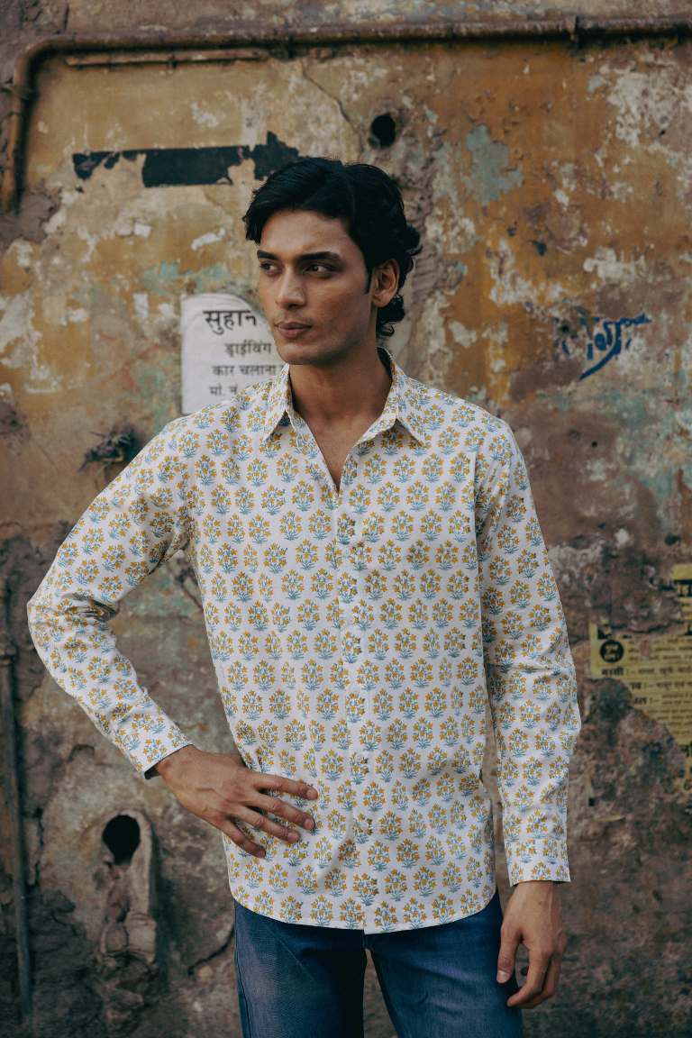 CLASSIC SHIRT - IVORY & DAFFODIL BUTI