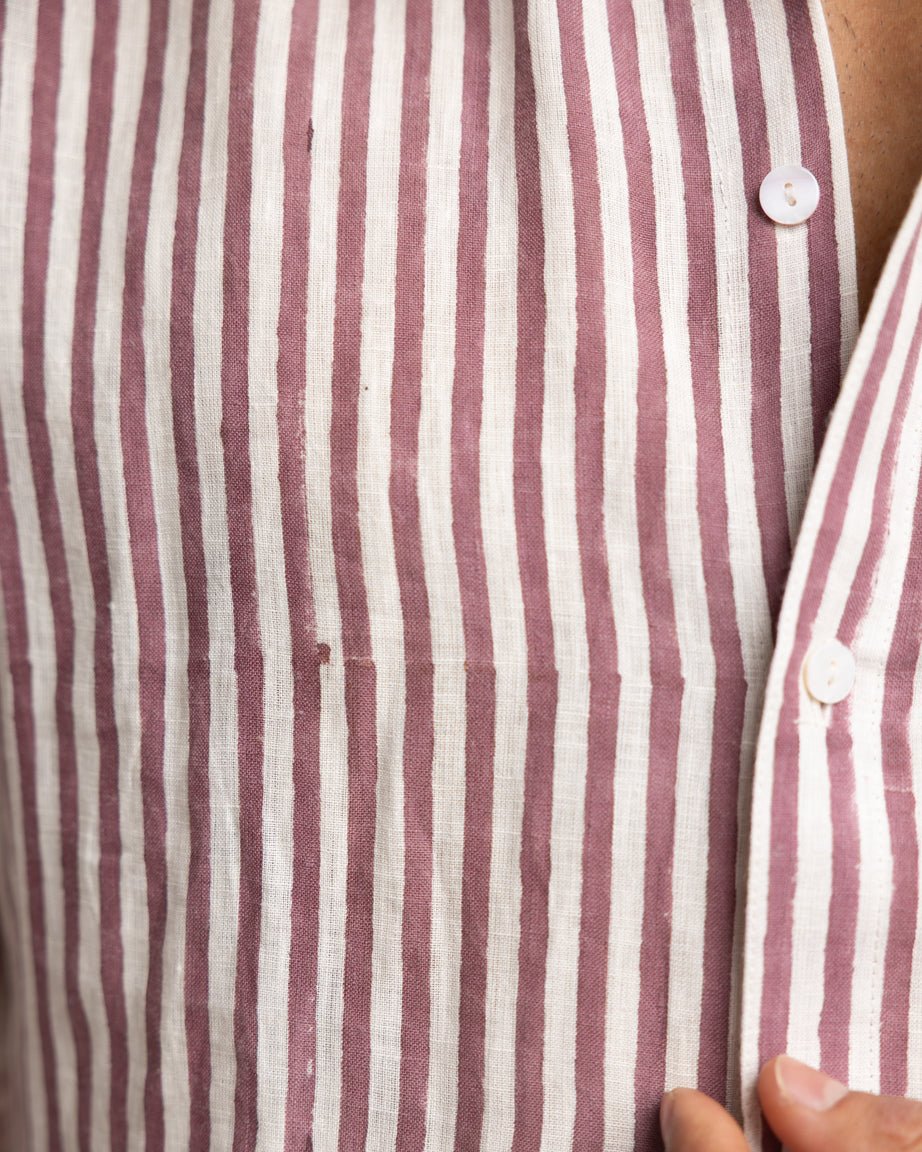 CLASSIC LINEN SHIRT — LAVENDER STRIPE,Shirt,