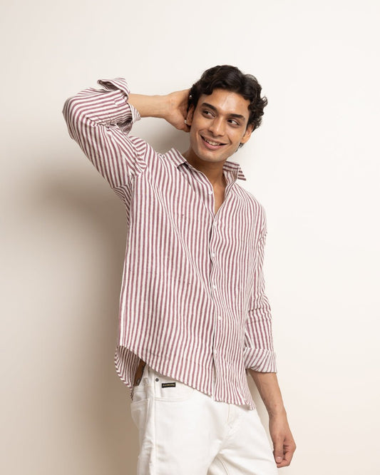 CLASSIC LINEN SHIRT — LAVENDER STRIPE,Shirt,