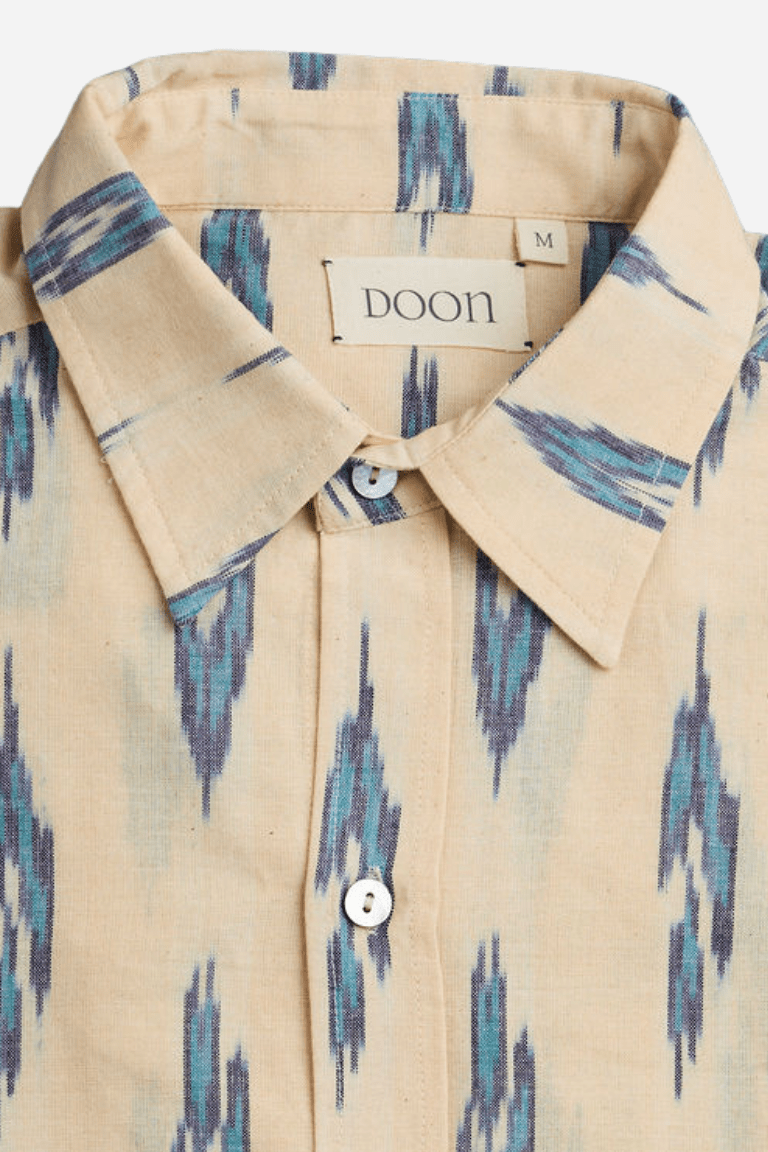 CLASSIC SHIRT - CREAM WITH BLUE IKAT,Shirt,