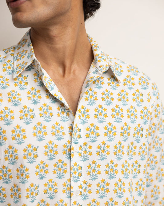 CLASSIC SHIRT - IVORY & DAFFODIL BUTI,Shirt,