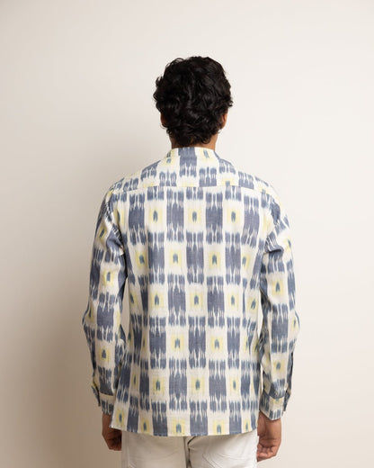 KURTA SHIRT - BLUE & YELLOW IKAT,Kurta,
